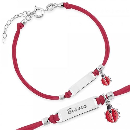 Sakrami 925 Sterling Silber Armband Rot Marienkäfer Kids Collection + Personalisierte Geschenkbox - Armband für Geburt Kommunion oder Taufe von Sakrami