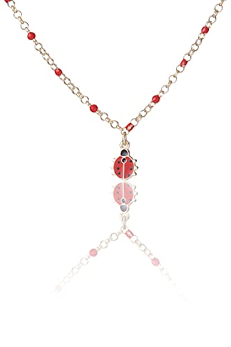 Sakrami 925 Sterling Silber emailliert Marienkäfer personalisiertes Geschenk Box Halskette - Geburt Kommunion oder Taufe Halskette Kids Collection von Sakrami