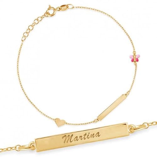 Sakrami Goldarmband mit Schmetterling und Herz für Mädchen + Personalisierte Geschenkbox - Armband zur Geburt Kommunion Taufe oder besonderen Anlässen + Geschenkbox Sakrami Goldarmband mit Schmetterling und Herz für Mädchen + Personalisierte Geschenkbox - Armband zur Geburt Kommunion Taufe oder besonderen Anlässen + Geschenkbox von Sakrami