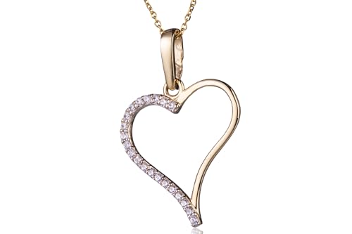 Sakrami Goldkette mit asymmetrischem Herz, 42 cm + 3 cm prolunga, Gold, Zirkonia von Sakrami