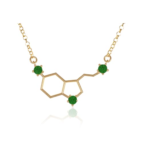 Sakrami Green Serotonin Molekül Frauen Halskette in 925 Sterling Silber Made in Italy + Personalisierte Geschenk-Box - für Geburtstag Jubiläum Geschenk von Sakrami