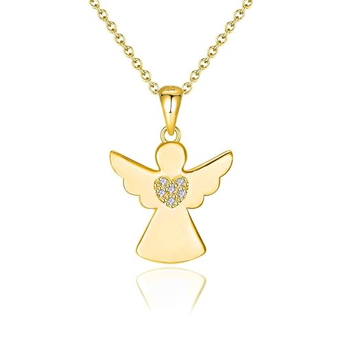 Sakrami Halskette für Mädchen und Mädchen Engel mit Zirkonia aus 925er-Silber mit Schutzengel-Anhänger + Box mit personalisierter Gravur, Unica, Sterling Silber, Kein Edelstein von Sakrami