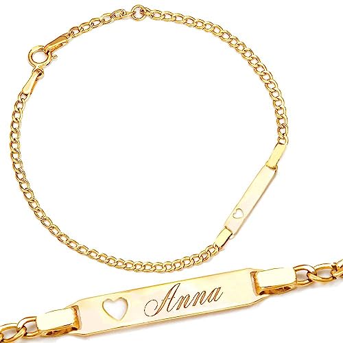 Sakrami Holly Gold Armband mit Herz für Mädchen und Kinder + Geschenkidee für Mädchen und Kinder zur Geburt, Taufe und Kommunion besonderen Anlässe + Geschenkbox von Sakrami