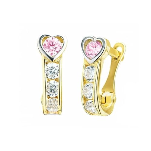 Sakrami Kinder-Ohrringe aus Gelbgold in Herzform mit farbigem Zirkonia Kids Collection, no, Gelbgold, Zirkonia von Sakrami
