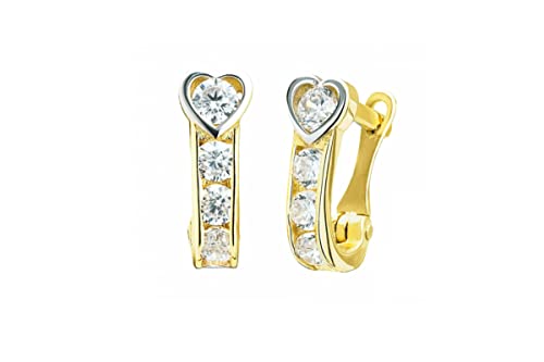 Sakrami Kinder-Ohrringe aus Gelbgold in Herzform mit farbigem Zirkonia Kids Collection, no, Gelbgold, Zirkonia von Sakrami
