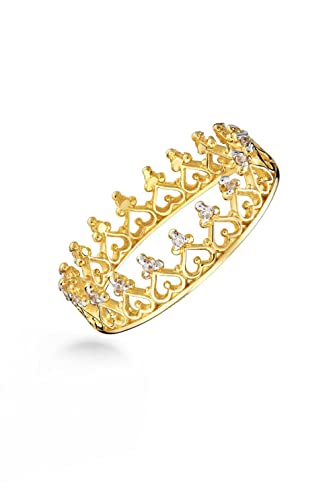Sakrami Ring Crown aus Gold und Zirkonia, 11, Goldfarben von Sakrami
