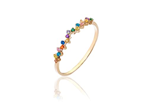 Sakrami Ring Krane aus Gold und Cubic Zirkonia mehrfarbig, Goldfarben, Zirkonia von Sakrami