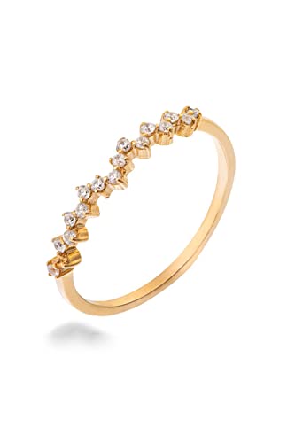 Sakrami Ring Krane aus Gold und weiße Cubic Zirkonia, Goldfarben, Zirkonia von Sakrami