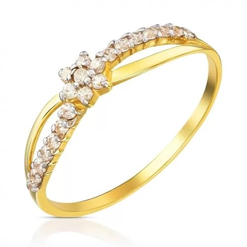 Ring Rail Blume Schmuck mit personalisierter Box Geschenkidee für Damen Mädchen zur Verlobung Jahrestag oder besondere Anlässe + Geschenkbox, 19, Gelbgold von Sakrami