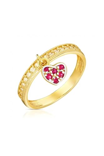 Sakrami Ring mit Anhänger Herz aus Gold und Zirkonia, 18 von Sakrami
