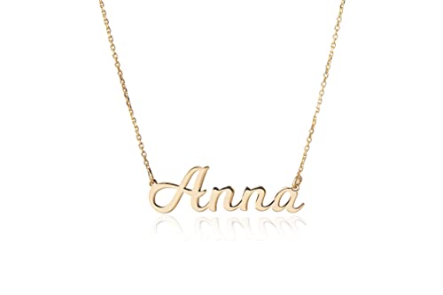 Silber Halskette mit Namen - Gelbgold Farbe 925 Sterling Silber Halskette, mit Personalisierbaren Namen + Personalisierte Geschenkbox - zum Geburtstag und Jahrestag (Gelbgold) von Sakrami