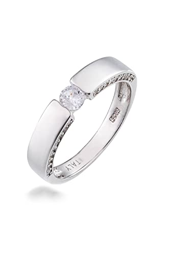 Silberner glatter Ring mit Versunkenem Zirkon - Messung 12 von Sakrami