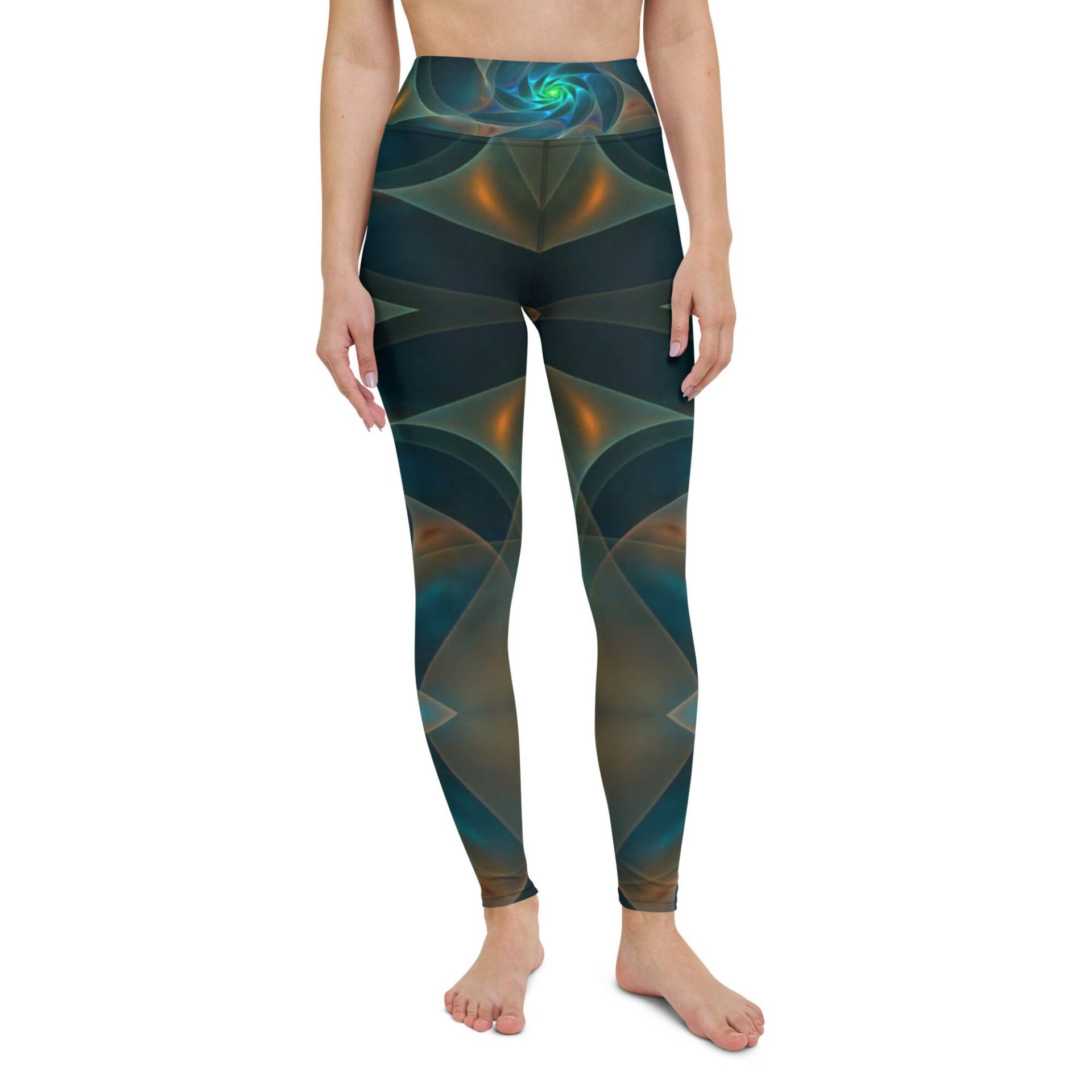 Sakrivo Art Dj Lights Yoga Leggings, Spandex Damen Wandern, Radfahren, Schwarze Damenbekleidung von SakrivoArt