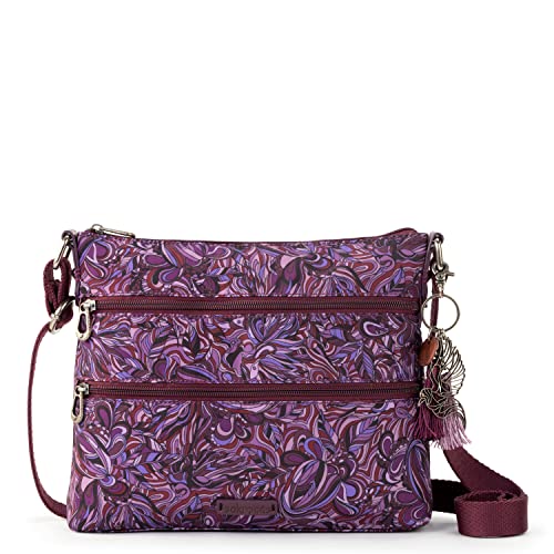 Sakroots Damen Umhängetasche Basic Crossbody Bag in Eco-Twill, multifunktionale Geldbörse mit verstellbarem Gurt & Reißverschlusstaschen, nachhaltiges & langlebiges Design, Violettes Baumhaus von Sakroots