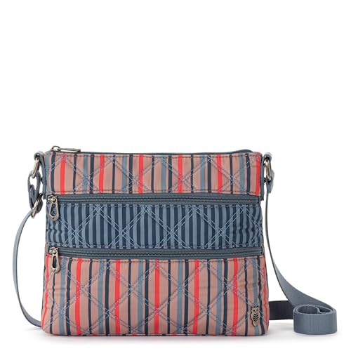 Sakroots Basic Crossbody Geldbörse – Öko-Twill Umhängetasche für Alltag und Reisen – Reißverschluss und verstellbarer Riemen, Vintage Multi Strip Diamond Quilted, Einheitsgröße, Basic Crossbody von Sakroots