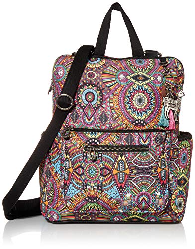 Sakroots Damen Convertible Loyola Rucksack Eco-Twill, Verstellbarer Crossbody-Gurt, multifunktionale Tasche mit Laptopfach, wandelbare Geldbörse, Regenbogen Wanderlust von Sakroots