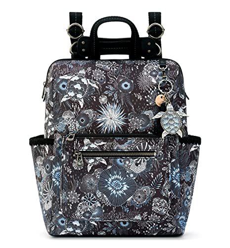 Sakroots Damen Loyola Rucksack Eco-Twill, wandelbare Geldbörse mit verstellbarem Crossbody-Gurt, multifunktionale Tasche mit Laptopfach, Midnight Seascape, Einheitsgröße von Sakroots