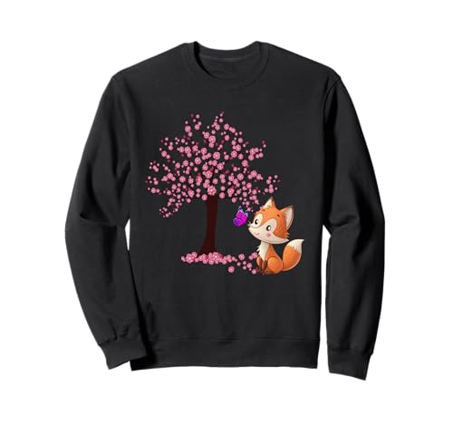 Fuchs Japanische Kirschblüte Sakura Baum Kawaii Mädchen Frauen Sweatshirt von Sakura Japanese Cherry Blossom Shirts