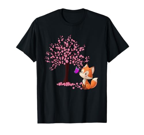 Fuchs Japanische Kirschblüte Sakura Baum Kawaii Mädchen Frauen T-Shirt von Sakura Japanese Cherry Blossom Shirts