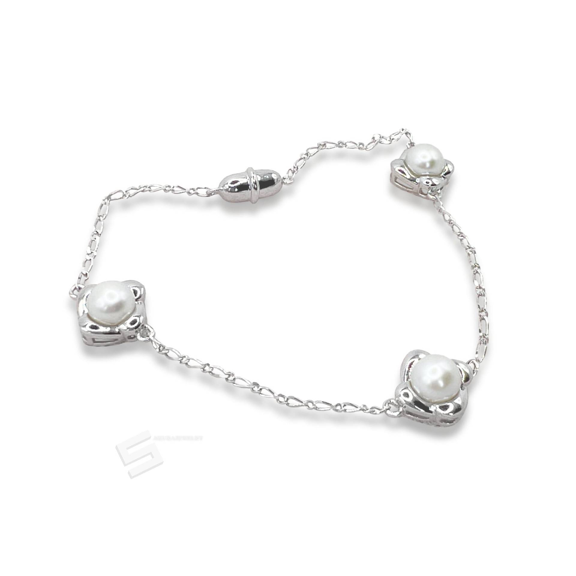 Süßwasserperlen Silber Armband, Süßwasserzuchtperlen in Sterling Magnet Verschluss Stapelbar Hochzeit Perlenschmuck von SakuraPearlsAndGems