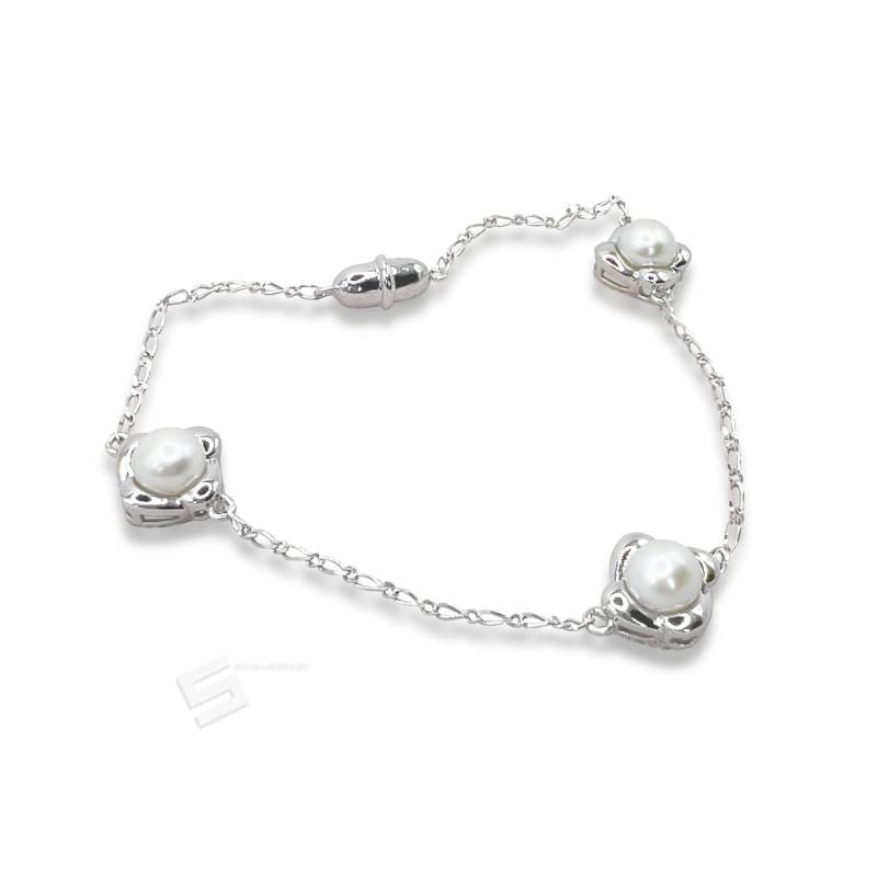 Süßwasserperlen Silber Armband, Süßwasserzuchtperlen in Sterling Magnet Verschluss Stapelbar Hochzeit Perlenschmuck von SakuraPearlsAndGems