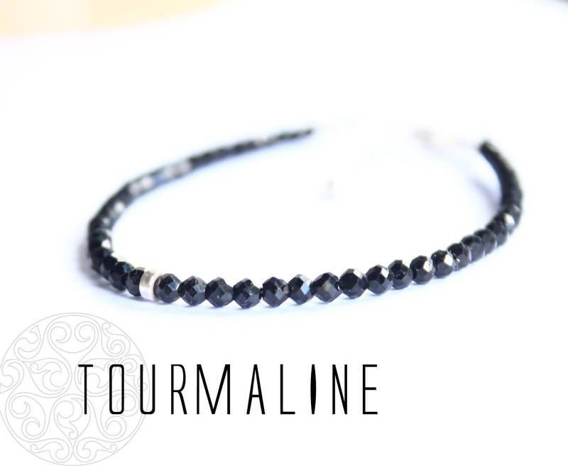 Turmalin Armband 14K Gold/925 Schutzengel Schwarzer Schörl Partner Geschenk Freude Oktober Freundschaft Filigraner Unikatschmuck von SalLaPalma