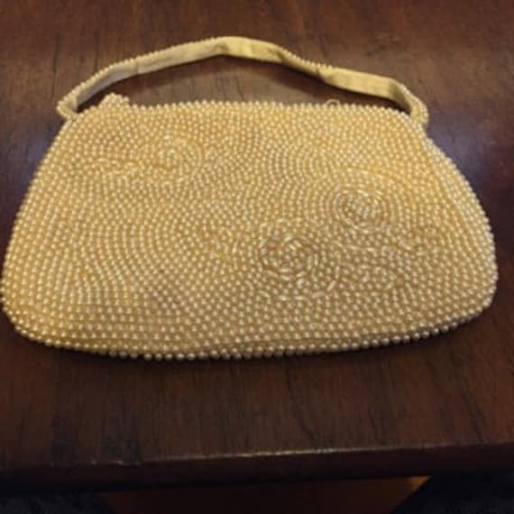 40Er Jahre Creme Kunstperlen Abendtasche von SalagadoolaVintage