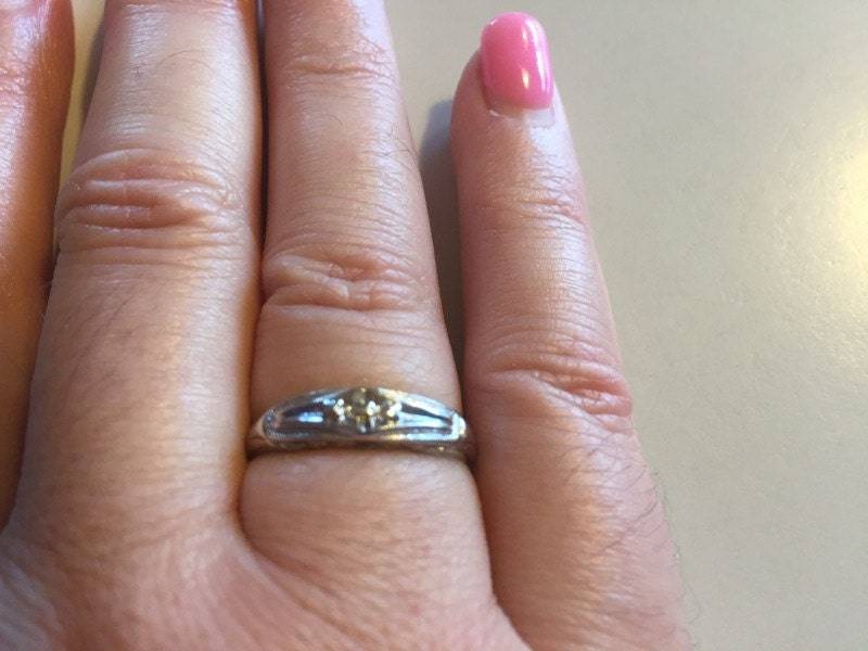 Vintage 1950 14 Karat Weißgold Versprechen Ring von SalagadoolaVintage