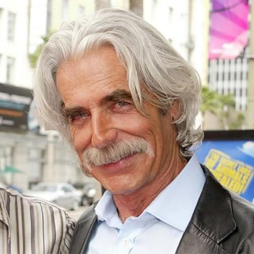Salaibs Herren Grau Kurze Perücke Silber Grau Mittelteil mit Ebenen Haarperücke Natürliche Synthetische Tägliche Cosplay Kostüm Party Perücke von Salaibs