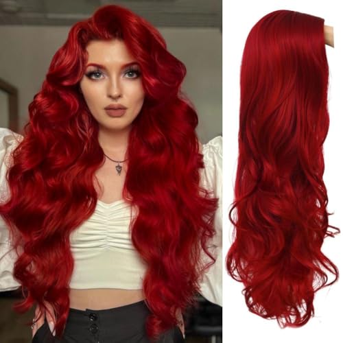 Salaibs Rot Lange Lockige Damen Perücke Seitenteil Wellige Natürliche Synthetische Hitzebeständige Halloween Cosplay Haar Perücke Salaibs Rot Lange Lockige Damen Perücke Seitenteil Wellige Natürliche Synthetische Hitzebeständige Halloween Cosplay Haar Perücke von Salaibs