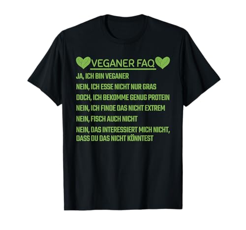 Lustige Veganer FAQ Vegan Veganismus Kleidung Herren Damen T-Shirt von Salat Vegan Veggie Geschenkideen