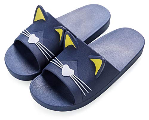 Vunavueya Damen Herren Dusch- und Badeschuhe Badelatschen Badeschlappen Sommer Hausschuhe Slides Badesandalen Strand Pantoletten Schuhe Blau(Yellow) 39/40 EU/40-41CN von Vunavueya