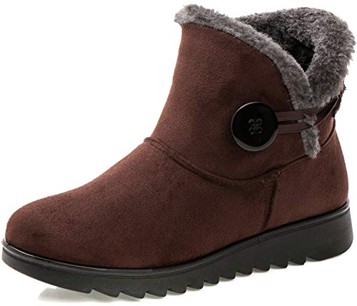 Vunavueya Damen Winterstiefel Warm gefütterte Winterschuhe Schneestiefel Winter Schlupfstiefel Kurzschaft Stiefel Boots Schuhe Braun Brown 39 EU/250CN von Vunavueya
