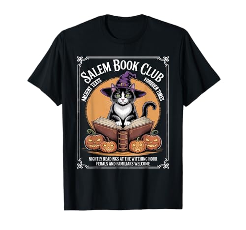 Salem Hexenbuch Club Buchbuch Halloween Schwarze Katze Frauen T-Shirt Salem Hexenbuch Club Buchbuch Halloween Schwarze Katze Frauen T-Shirt von Salem Witch Book Club Tee