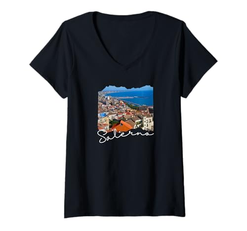 Damen Italien Salerno T-Shirt mit V-Ausschnitt Damen Italien Salerno T-Shirt mit V-Ausschnitt von Salerno Italien Souvenirs