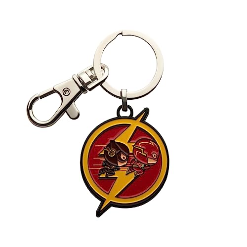 Salesone DC Comics The 2 Flashes Chibi Schlüsselanhänger offizielles Lizenzprodukt The Flash Worlds Collide Sammlerstück 3,6 cm x 4,2 cm von Salesone