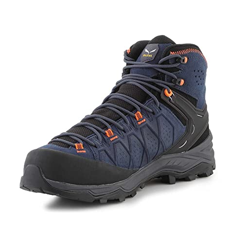 Salewa Herren MS Alp Trainer 2 Mid GTX Wanderstiefel, Dark Denim Fluo Orange, 46.5 EU von Salewa