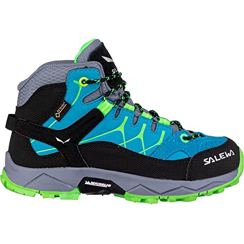 Salewa JR Alp Trainer Mid Gore-TEX, Scarponi da trekking e da escursionismo Unisex Bambini, Blu (Danube/Fluo Green), 30 EU von Salewa