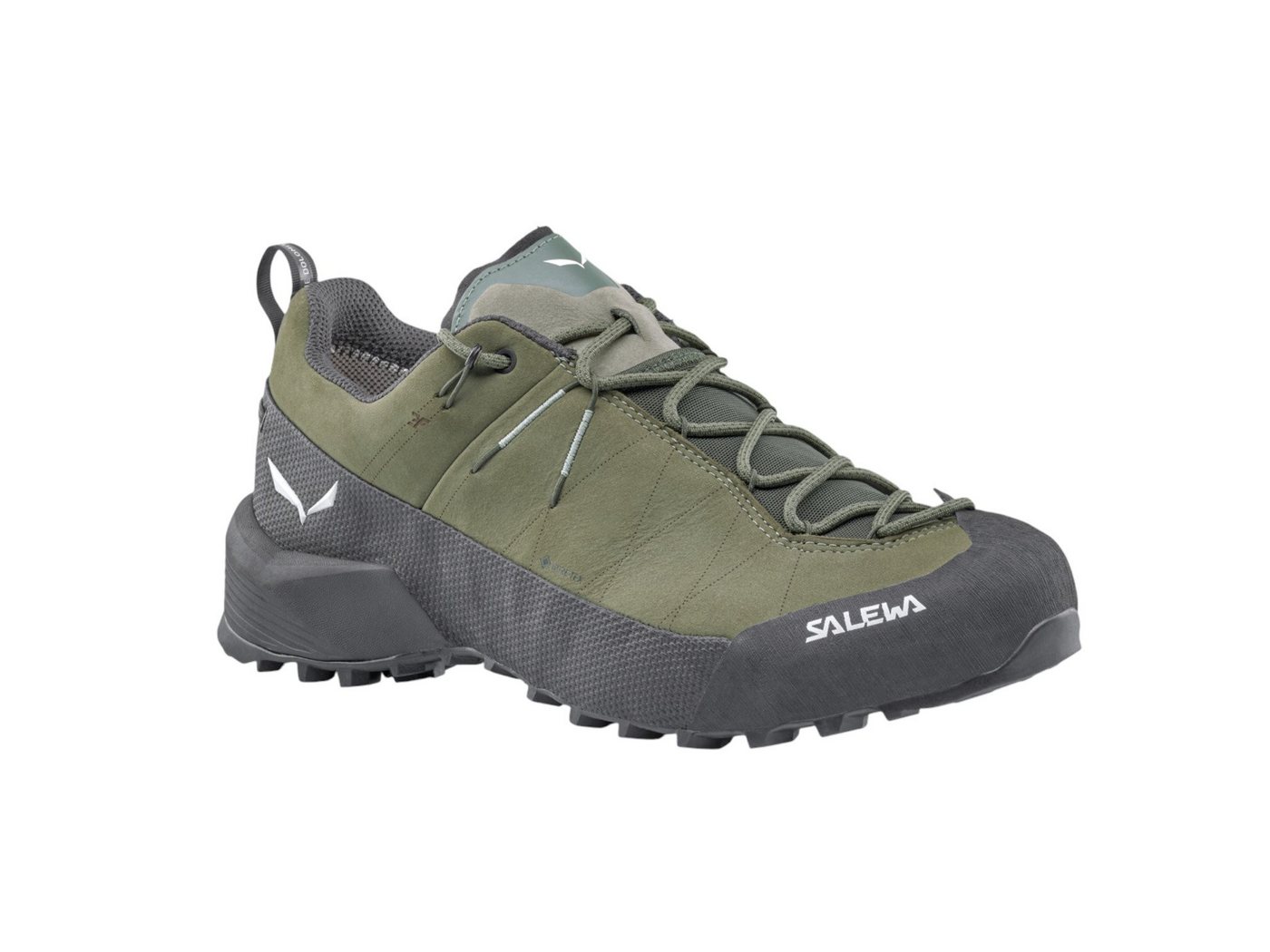 Salewa Wildfire Leather 2 GTX (Zustieg, Nubukleder, wasserdicht) grün/schwarz Wanderschuh von Salewa
