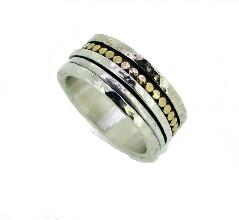 925 Sterling Silber Ring, Spinner Meditationsringe, Frauen, Und Gold Gefüllt Runde Formen, Gefüllte Ringe, Breit Ring von SaliJewelry