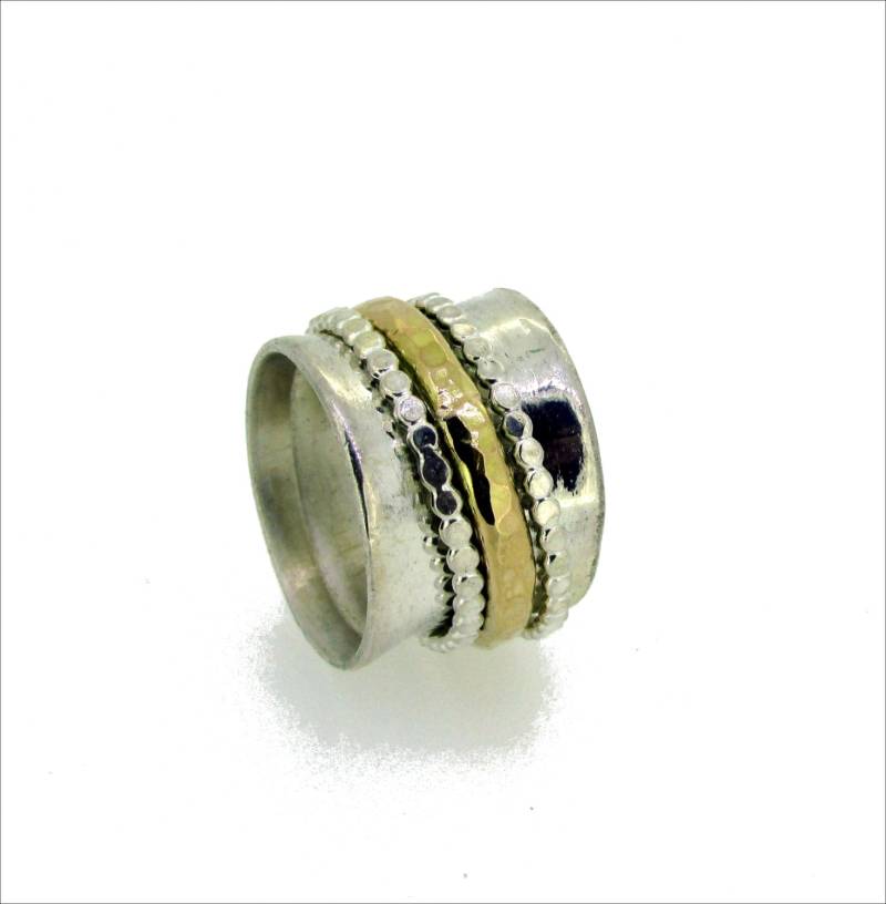 925 Sterling Silber Spinner Ring Breites Band Meditation Fidget Sorgen Ring von SaliJewelry