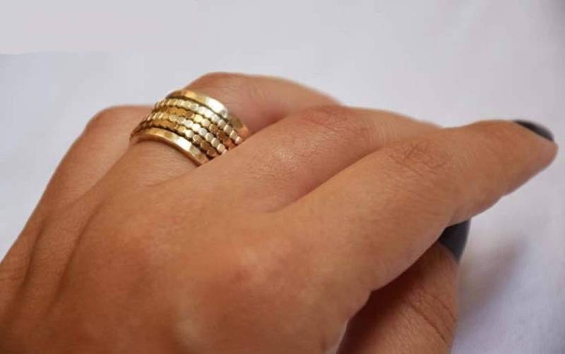 Gold Und 925 Sterling Silber Spinner Ring Boho Meditation Gemischter Metallschmuck von SaliJewelry