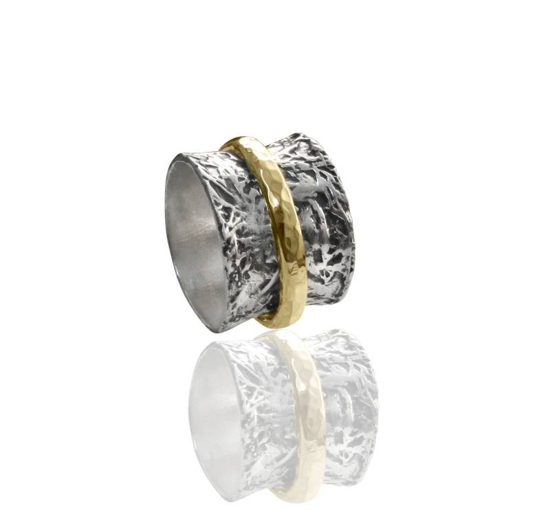 Silber Drehring, 925 Sterling Silber, Meditationsring, Fidget Ring, Boho Sorgenring, Statement Breiter Ring von SaliJewelry