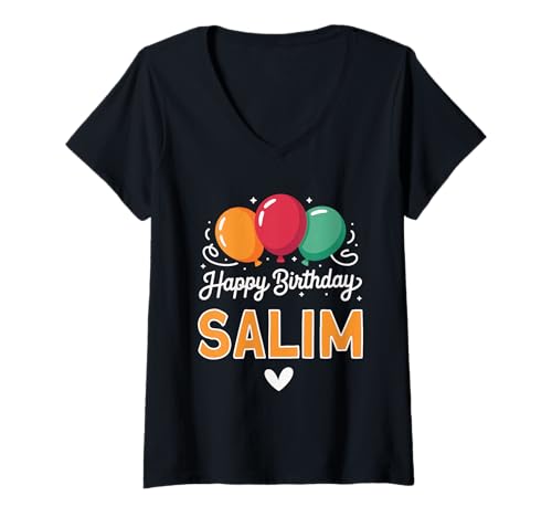 Damen Alles Gute zum Geburtstag Spruch Salim T-Shirt mit V-Ausschnitt von Salim Name Spruch für Geburtstag