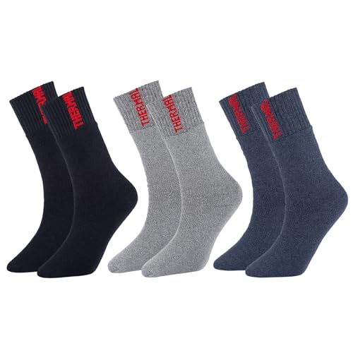 Sallder®️Entdecke den idealen Mix aus Wärme und Stil mit unserem 3er-Pack Thermosocken (Größe 40-44) in Schwarz, Blau und Grau. Genieße warme Füße und modischen Komfort den ganzen Tag lang! von Sallder
