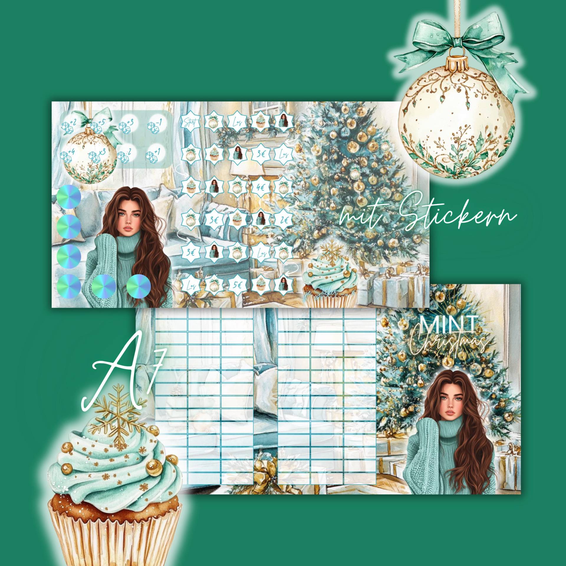 A7 Mint Christmas Klappkarte Kmc1 von SallyAndTommy