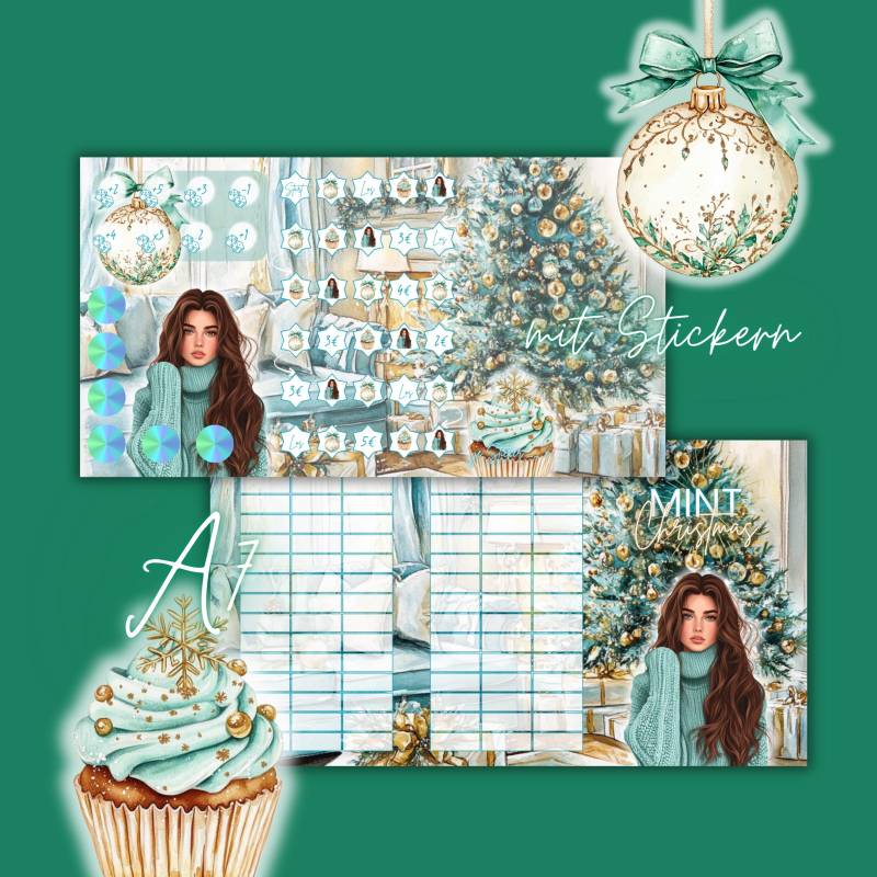 A7 Mint Christmas Klappkarte Kmc1 von SallyAndTommy