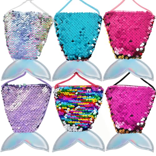 SALLYFASHION Meerjungfrau Geldbörse, 6 Stück Meerjungfrau Tasche Pailletten Geldbörse Kinder für Geburtstag Geschenk Mitgebsel Party von SALLYFASHION