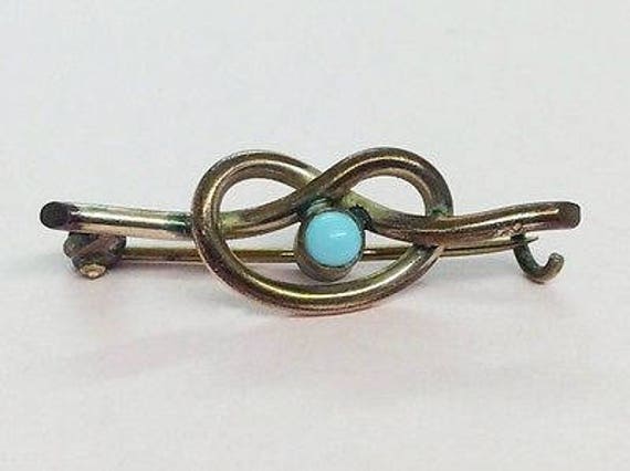 Antike Murrow Bennett Style Rolled Gold Und Türkis Knoten Brosche Pin - 1910 von SallySales