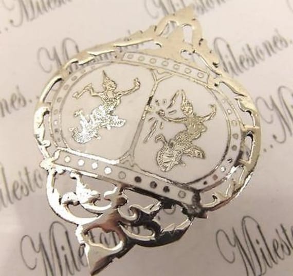 Große Vintage Silber Genuine Siam Weiße Emaille Pin Brosche 1930Er Jahre von SallySales